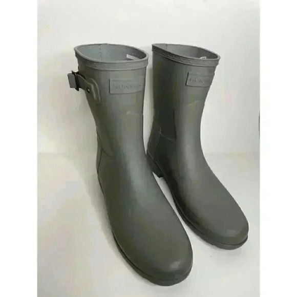 Hunter Original Refined Short Rain Boot Waterproof EU 39 US 8 Green Gray NEW - Picture 2 of 4